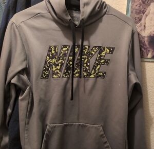 Nike Gray Hoodie with Camouflage Logo